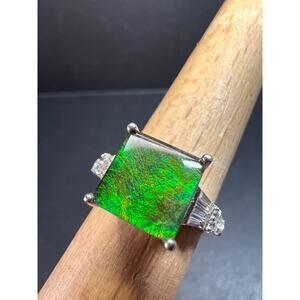 Ammolite and topaz sterling silver ring size 7
